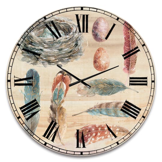 Designart 'Feathers Cottage Family Farmhouse Wall Clock